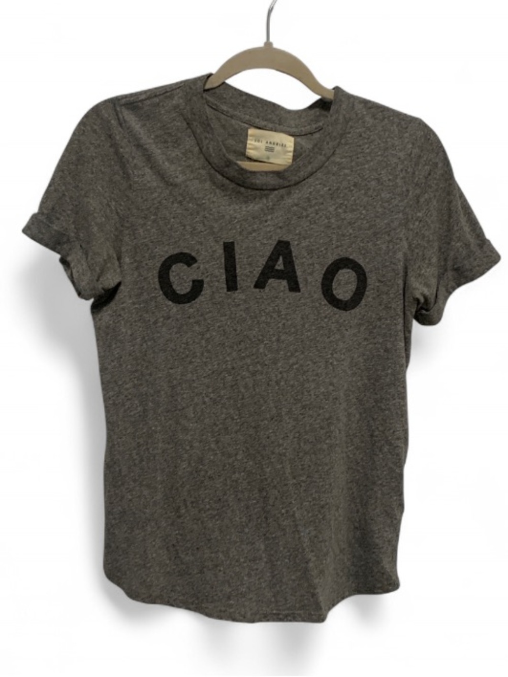 Sol Angeles Gray 'CIAO' Graphic Short Tee Shirt